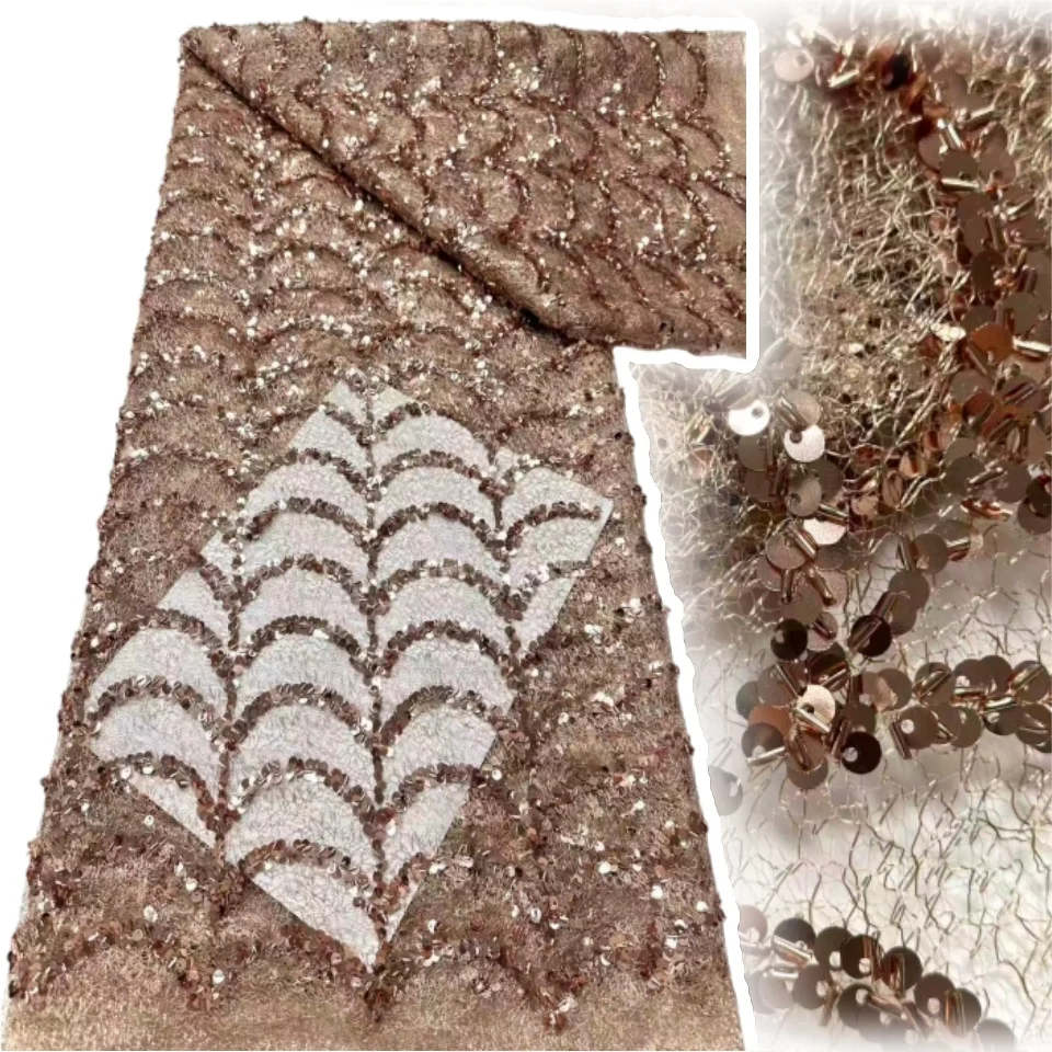 

Новейшая элегантная французская кружевная ткань с блестками, африканская нигерийская кружевная ткань, подходит для женских вечерних платьев и свадебных платьев 1905