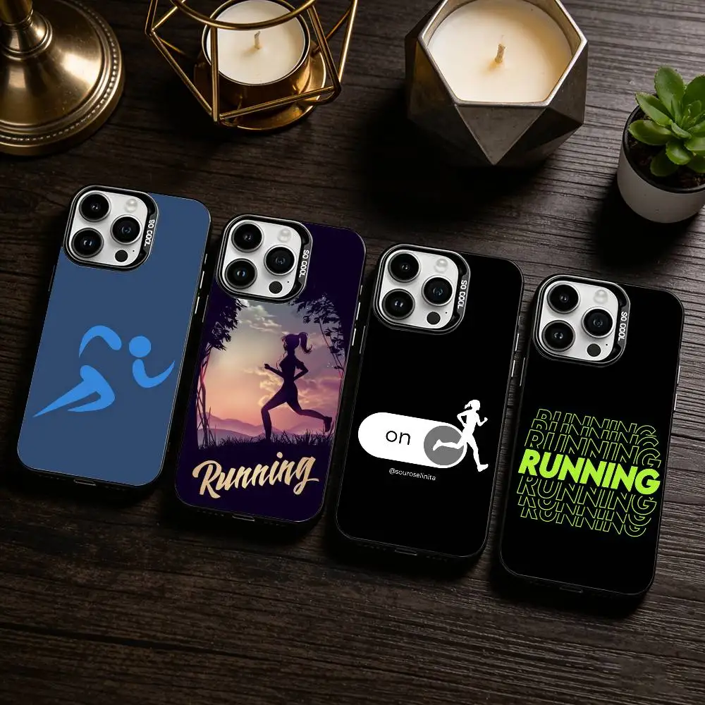 

I Love Running Phone Case For iPhone 17,16,15,14,13,12,11 Plus,Pro Max,XS,Colored silver phone case