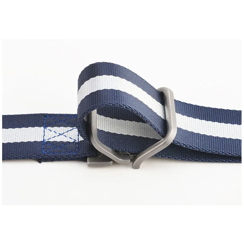 Cintura da uomo in tela da donna per jeans, cintura casual a doppio anello per studenti, allenamento militare, moda all'aperto, cintura unisex per giovani