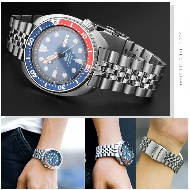 Solido cinturino in acciaio inossidabile per Seiko Abalone Series Turtles Prospex SRPA21 SRP777 SRPC25 SRP773 SRP775 SRP779 cinturino orologio 22mm