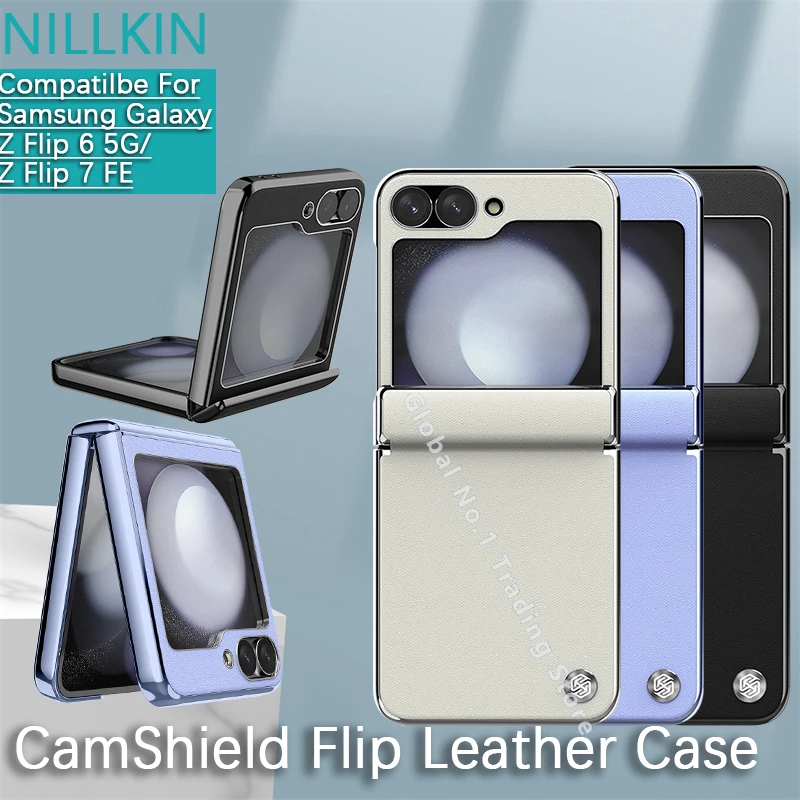 

NILLKIN для Samsung Galaxy Z Flip 7 FE/Z Flip 6, кожаный чехол с защитой CamShield, роскошный текстурированный кожаный чехол, ультратонкий мягкий