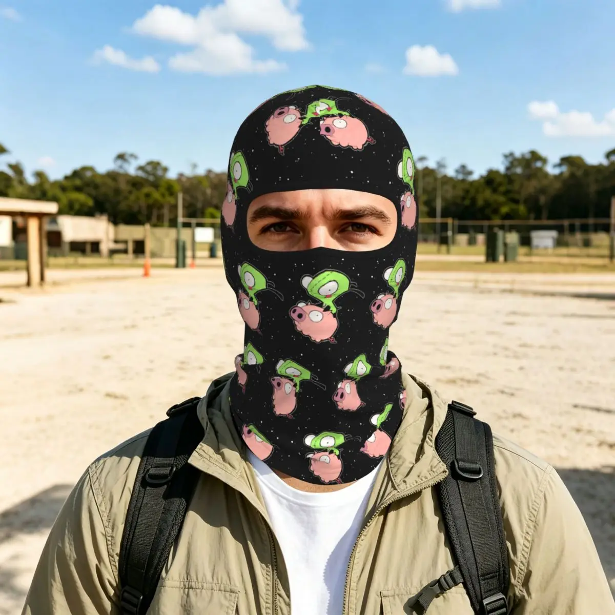 Invader Zim Art Breathable Thin Balaclava Full Face Mask Sun Protection Neck Gaiter For Motorcycle Cycling Fishing Outdoor