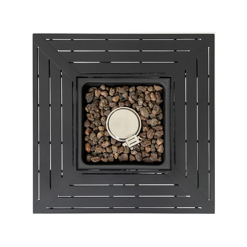28-inch Iron Square Propane Gas Fire Pit Table Garden Outdoor Steel Tabletop Stylish Outdoor Gas Fire Pit