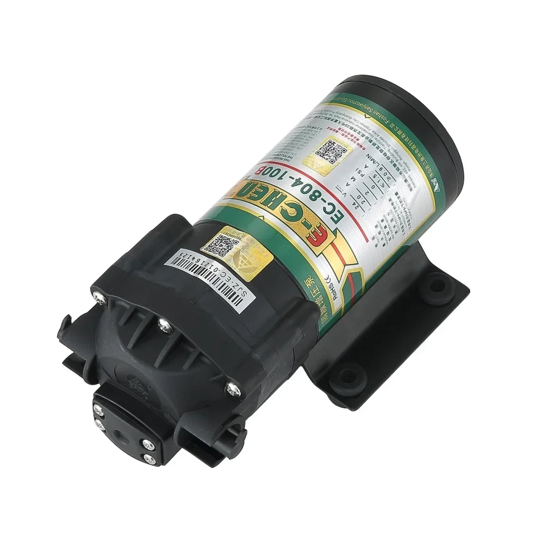E-Chen EC-804-100B RO Diaphragm Pump 100GPD Self-priming Booster Pump 24V DC 900 ml/min at 70psi for 0psi Inlet Pressure Water