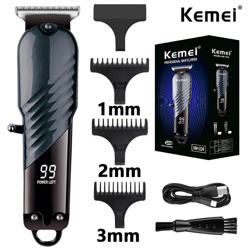 

Kemei Electric Hair Clipper Hair Cut Wireless Trimmer Men Professional Clipper Machine Rechargeable Hair Cut Barber KM-1134