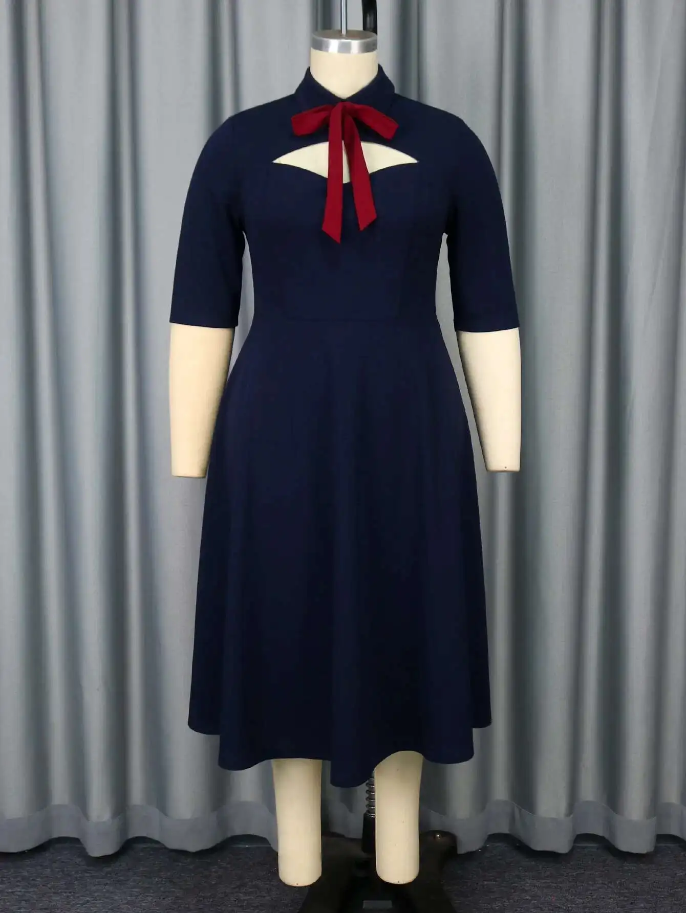 

Size Dress Plus 90kg Hollow Out Bow High Waist Flared Slimming Party Dress Designer Dresses 2025 Summer Dress Robe Vestido Women