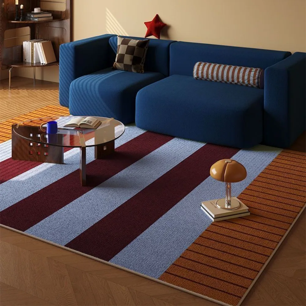Modern Stripe Pattern Carpet Mat Rug Color Block Design Living Room Home Decoration for Contemporary Interior Bedroom Decor