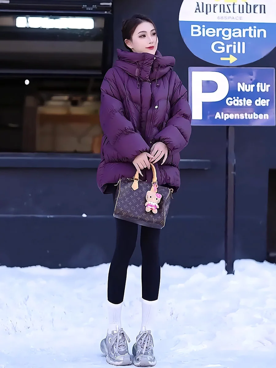 Abrigo de invierno Jaet acolchado de plumón blanco con capucha para mujer, cálido, Sli, dulce, longitud Regular, sin marca