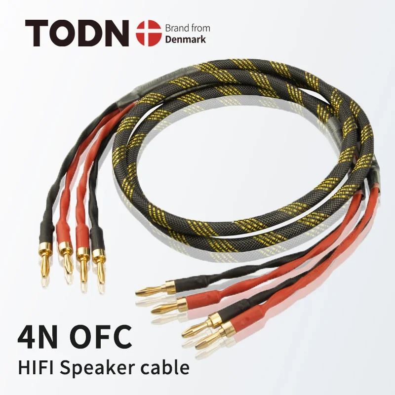 TODN speaker cable L-4S8F 1 Pair oxygen-free copper audio HI-FI high-end amplifier 4N OFC speaker cable Banana plug cable