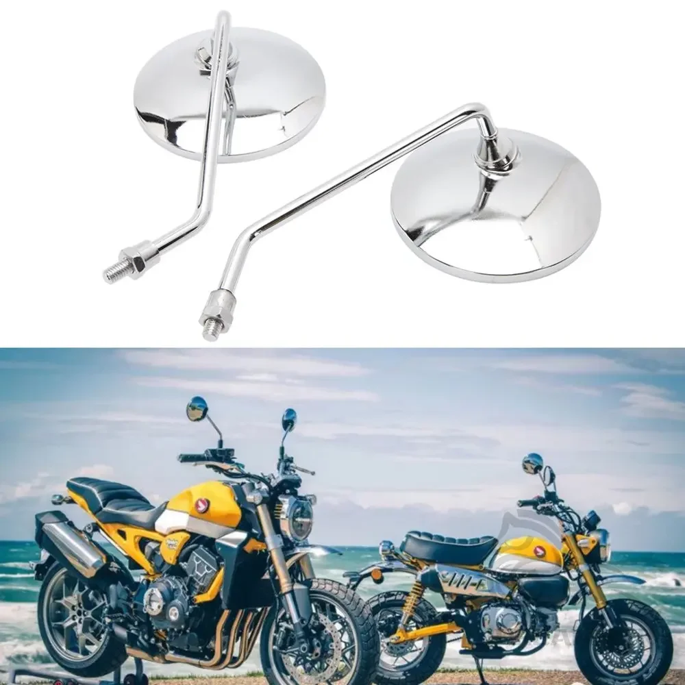 3.94 inches/10mm Round Universal Motorcycle Rearview Mirror Compatible With Honda Suzuki Yamaha Kawasaki For Most Motorcycles view 3