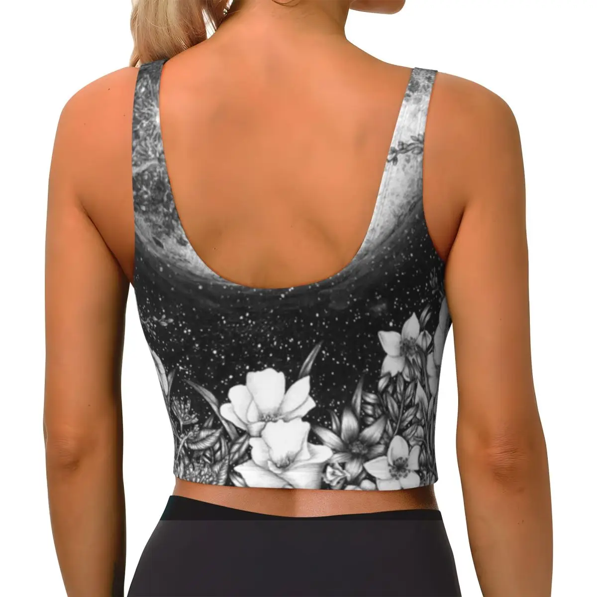 Running Vest Women Midnight In The Garden Pilates Training High Support Sports Bra Top