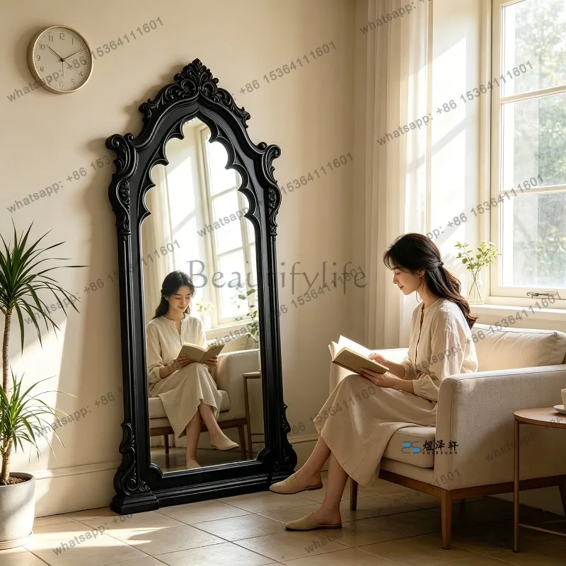 LD Nordic Bedroom Mirror Moving Full Body Xenomorph Standing Girls Luxury Long Mirror Bedroom Espelhos Living Room