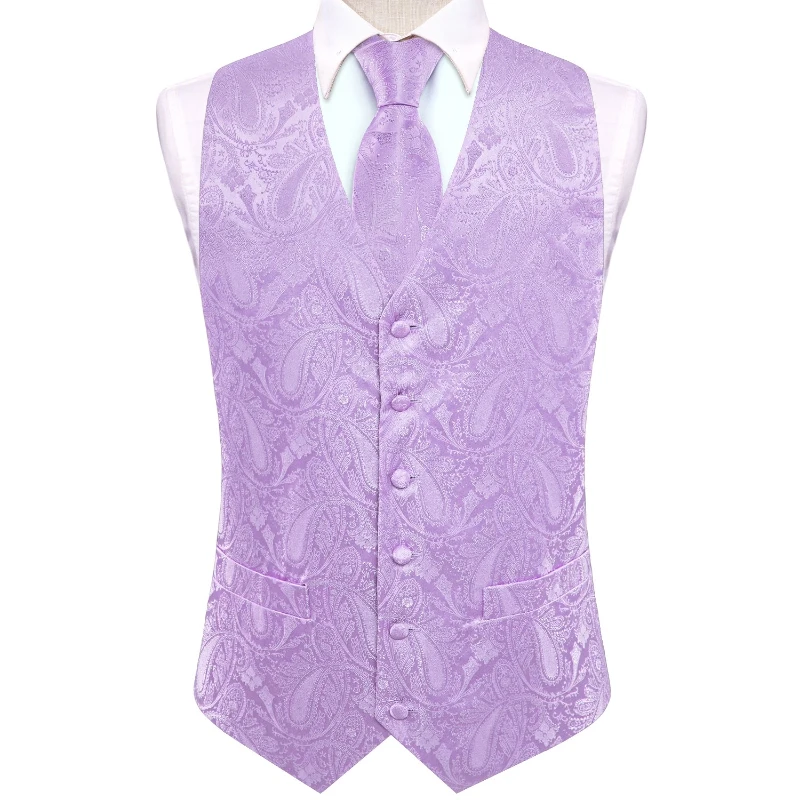 VerveRow Herren Paisley-Jacquard-Weste 3-teiliges Set Formelle Anzugweste mit Krawatte und Einstecktuch für Hochzeitsfeier – Detail 7