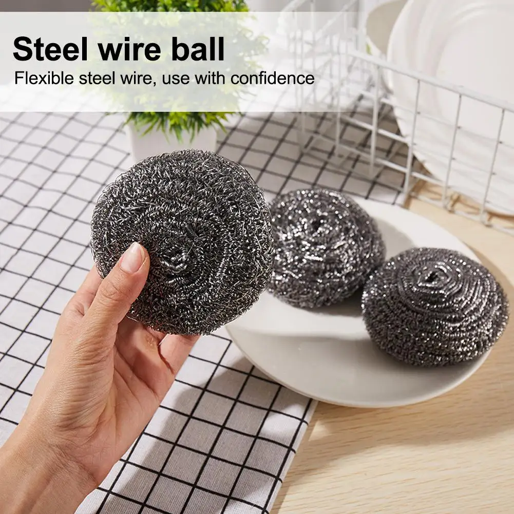 16Pcs Stainless Steel Sponges Scrubbers Cleaning Ball Iron Rust Scrubber Scouring Pads Ball for Pot Pan Dish Wash Cleaning