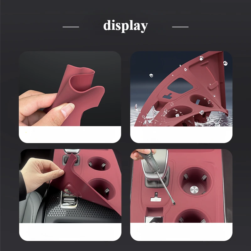 Central Console Protective Pad for Hongqi HS3 2025 PHEV Silicone Water Cup Holder Storage Tray Organizer