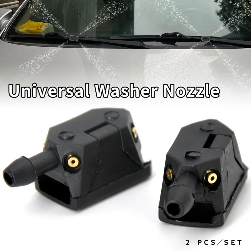 2Pcs Washer Jet Nozzles Universal Car Front Windshield Windscreen Washer Water Fan Spout Cover Wiper Nozzle Adjustment Supply