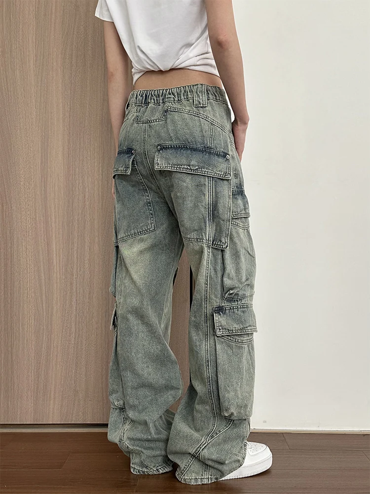 Masdren الأمريكية الرجعية عمال الدنيم السراويل الرجال فضفاضة تناسب متعدد كيت كلينفيت السراويل الطويلة عارضة الشباب Faion الجينز #5