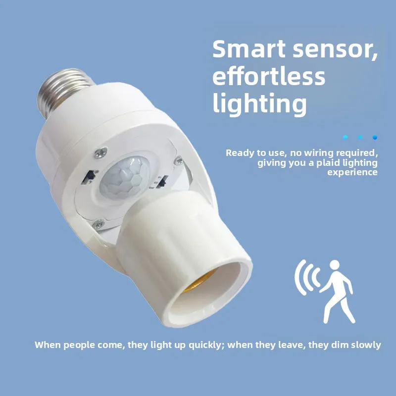 E27 PIR LED Induction Sensor Adapter Smart Motion Sensor Light Bulb Holder Lamp Base Automatic Converter