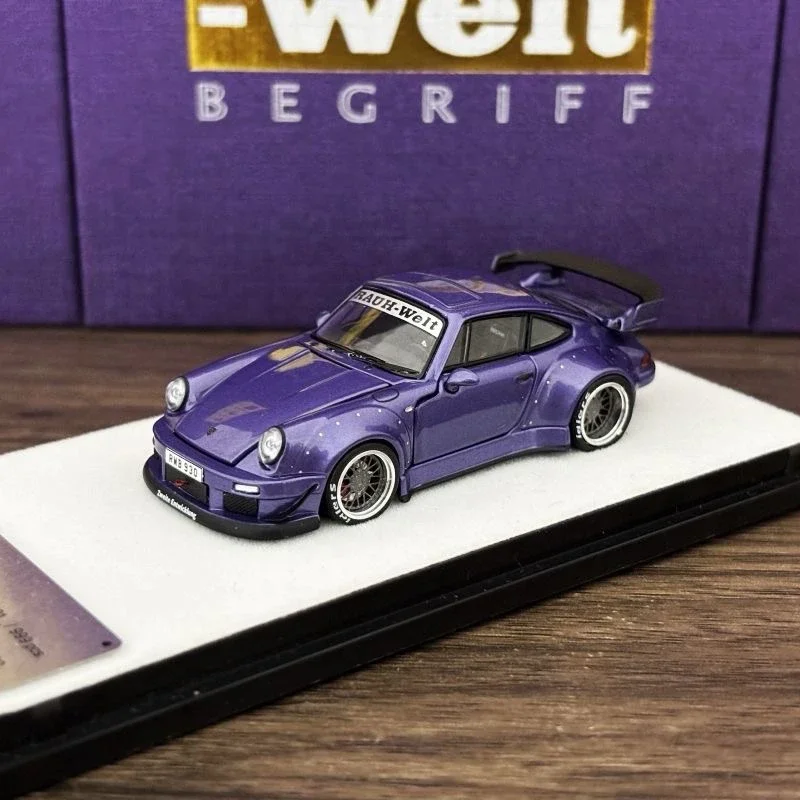 PGM 1:64 Porsche RWB 930 Modèle entièrement ouvert en alliage Violet, collection de jouets décoratifs pour enfants, pour cadeaux de vacances pour enfants.