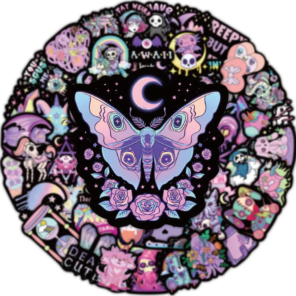 

10/50PCS Black Gothic Stickers Magic Witch Style Phone Laptop Cartoon Stickers DIY Luggage Skateboard Graffiti Decals Toy