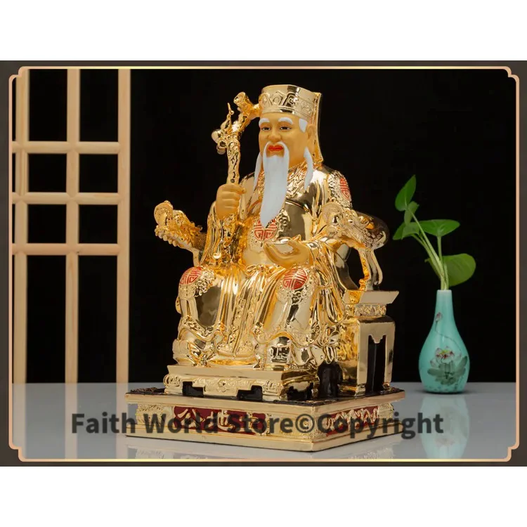 large Asia Shrine altar Worship TOP high grade gold plating Copper TU DI GONG PO God of wealth Mammon buddha statue protection