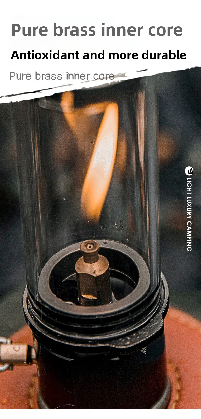 MOUNTAINHIKER Tragbare Windgeschützte Gas-Kerzenlampe für Outdoor-Camping Traumhafte Kerzenlicht-Zeltbeleuchtung – Detail 4