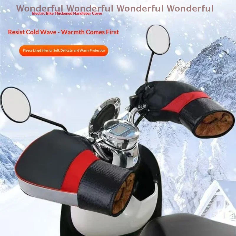 

1 Pair Durable Handlebar Cover Waterproof Motorcycle Handlebar Gloves Muffs Winter Cycling Thermal Mitts for Snowmobile E-Bike