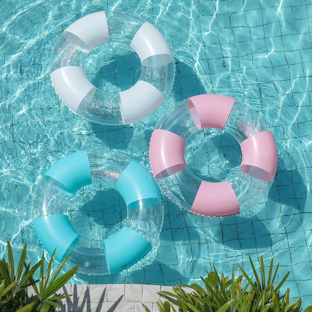 Retro Stripe Pool Float Inflatable Swim Tube Adults Swimming Ring Summer Beach Water Swim Pool Floating Toys