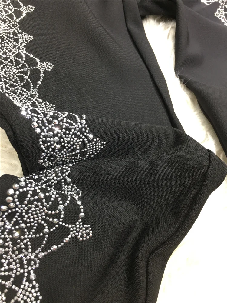 Leggings da donna autunno inverno di alta qualità Pantaloni a matita a vita alta con trapano caldo di lusso Leggings alla caviglia di grandi dimensioni da donna elegante