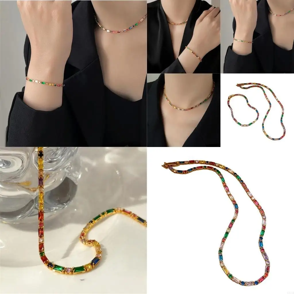Multipurpose Retro Inspired Geometric Colorful Diamonds Bracelet  for Fashionable Enthusiasts