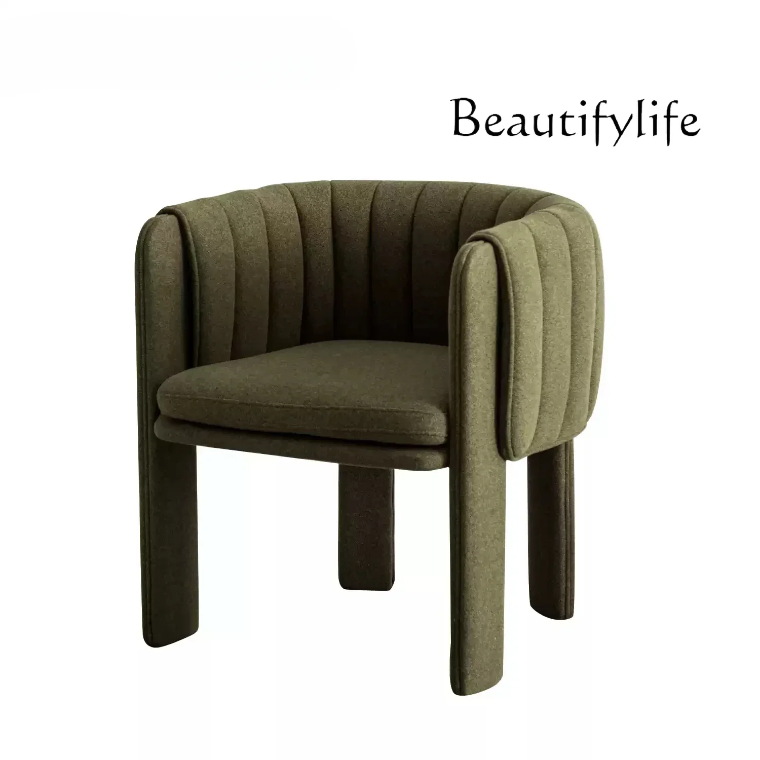 l  Dining chair creative retro green fabric dressing chair backrest single chair sofa simple wind