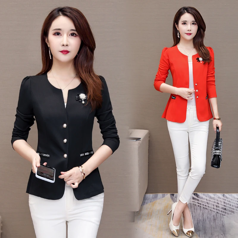 

Plus Size Blazer Suit Women Monochromatic Slim Fashion Suit Blazer Short Button Lady Office Small Suit Jacket Tops