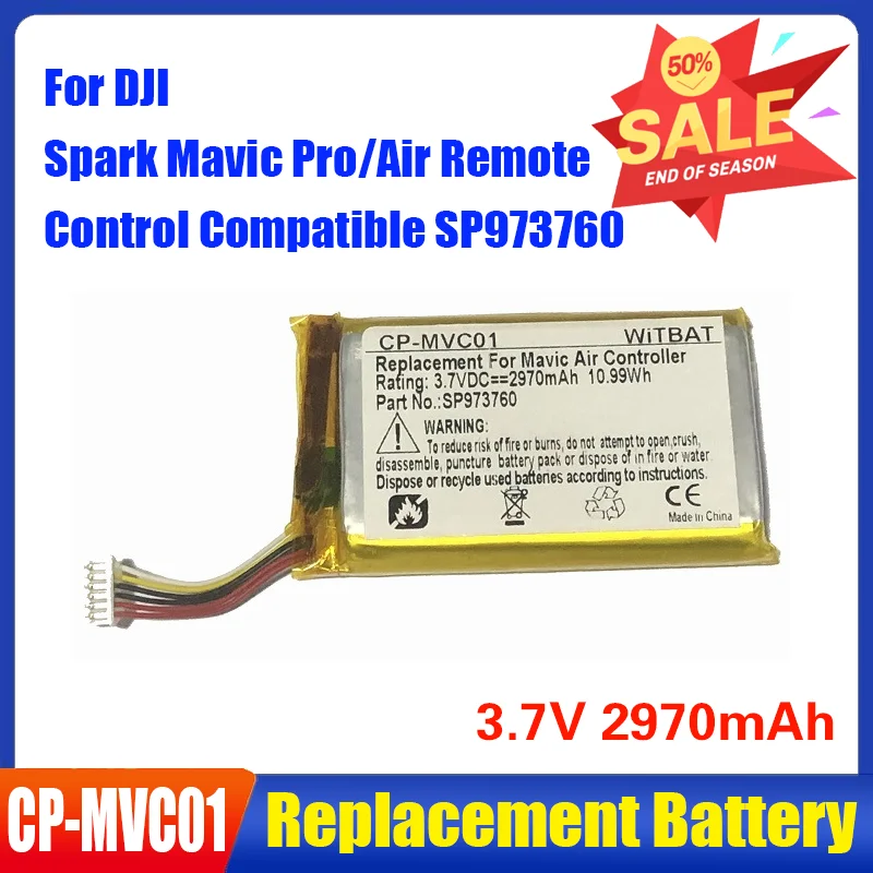 

3.7V 2970mAh P-MVC01 Li-Polymer Battery for DJI Spark Mavic Pro/Air Remote Control Compatible SP973760 Rechargeable Batteries