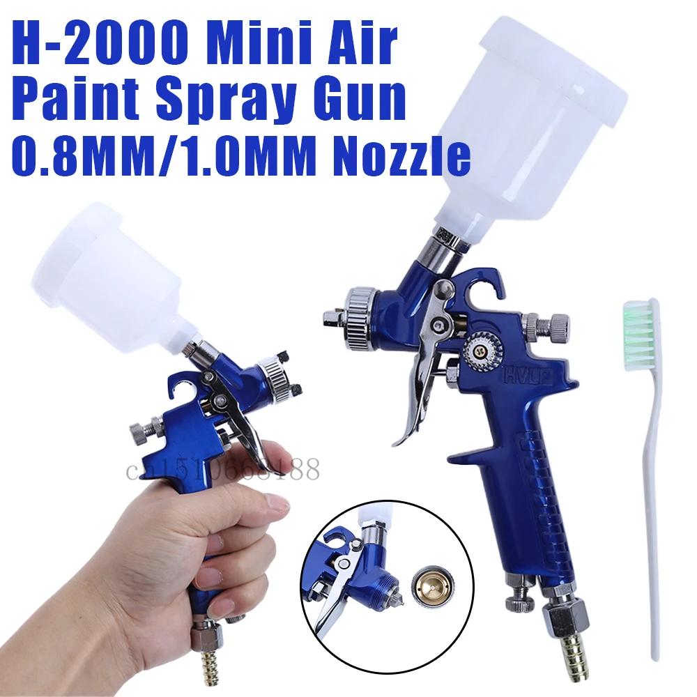 Professional 0.8MM/1.0MM Nozzle H-2000 Mini Air Paint Spray Gun Airbrush HVLP Spray Gun for Painting Car Aerograph Airbrush