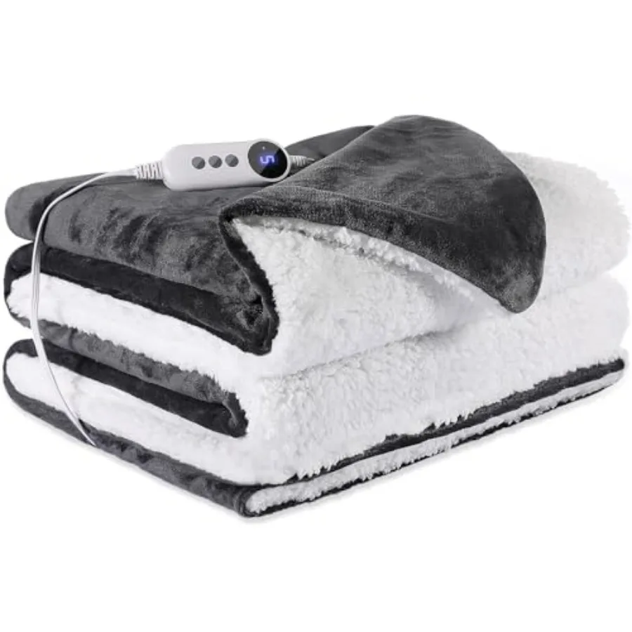 

Электрическое одеяло Twin - Мягкое фланелевое одеяло с подогревом, размер Twin 62x84 дюйма, ультрамягкое, быстрый нагрев, с 2-10 настройками таймера и
