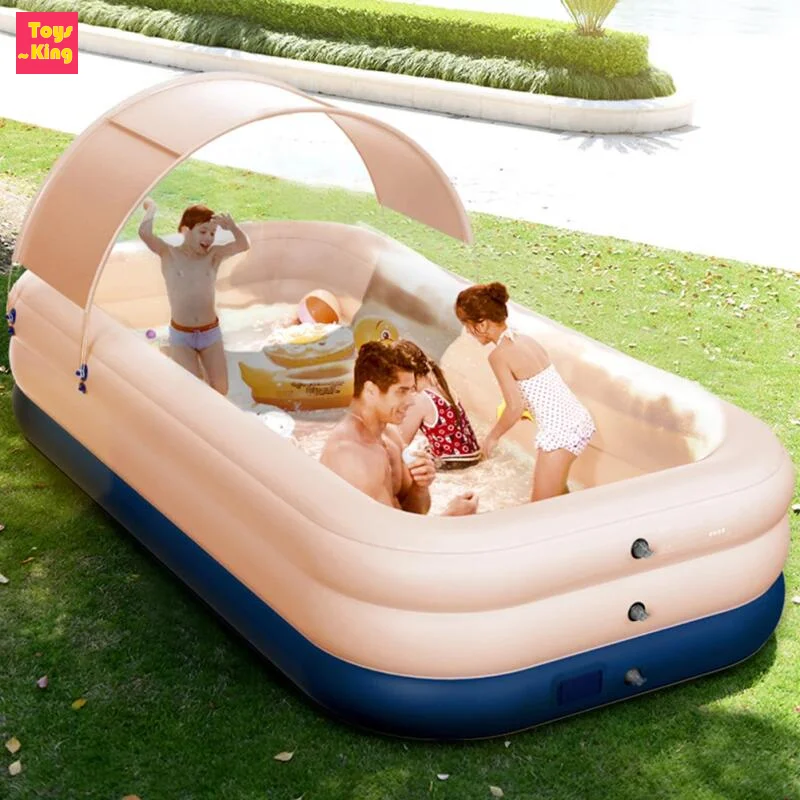 2.1/3.8M 3 Layer Large Inflatable Sunshade Swimming Pool Removable Children\'s Ocean Ball PVC Thick Kids Baby Bath Pools Family