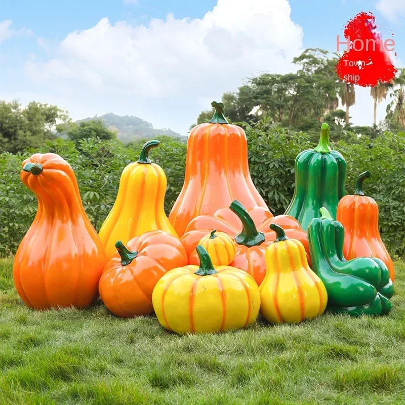 outdoor simulation pumpkin sculpture fiberglass farm scenic garden landscape decoration large vegetable model ornament