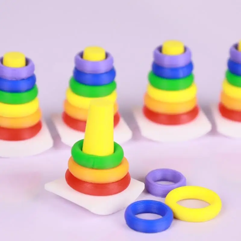 【M】2 Sets Dollhouse Early Learning Rainbow Stacking Toys Puzzle Development Intelligence Rainbow Tower Baby Toy Gift Stack Ring