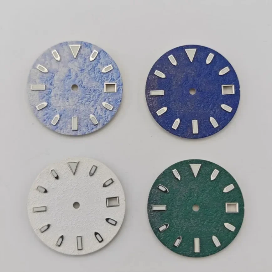 

NH35 Dial White Green Blue Snow Frost Personalized Dial Green Luminous 28.5mm for NH35/NH36 Movement Watch Accessories