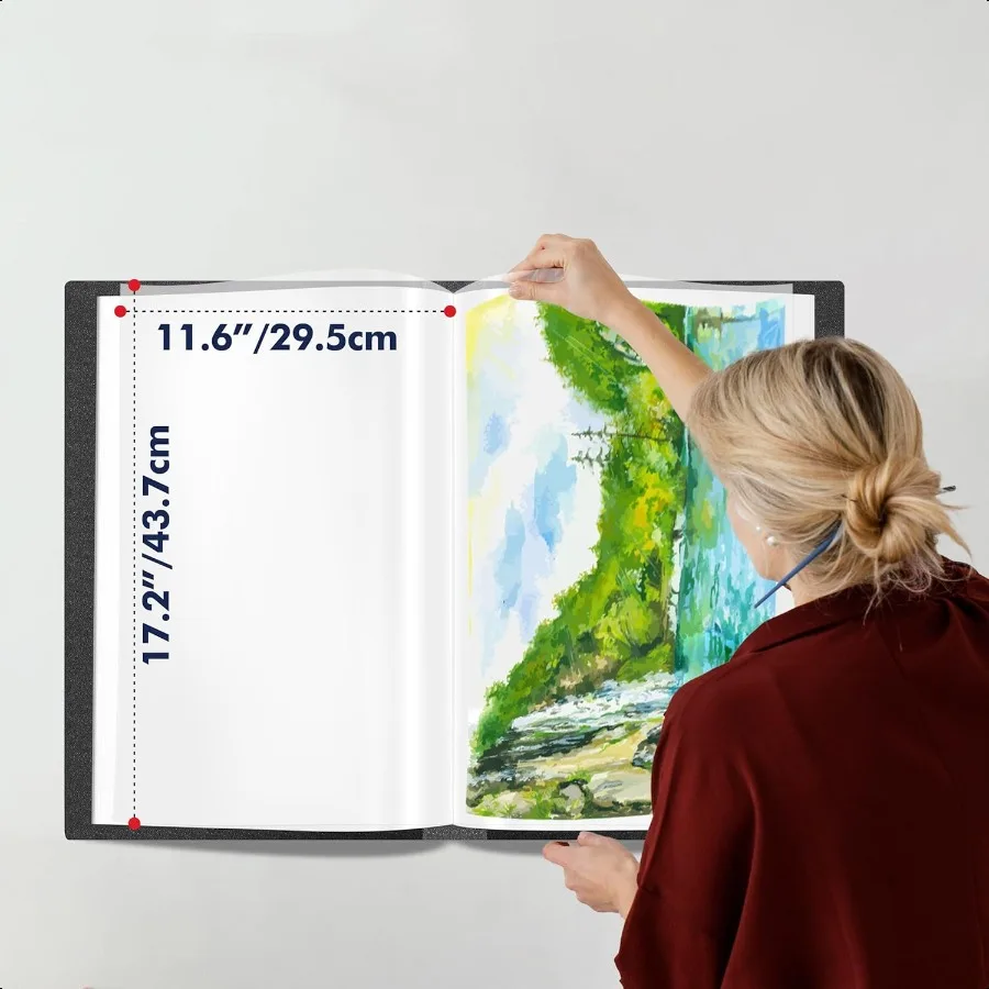 Art Portfolio Folder 40 Clear Pockets Paper Protectors Display 80 Pages Clear Presentation Book for Artworks Letters Report She