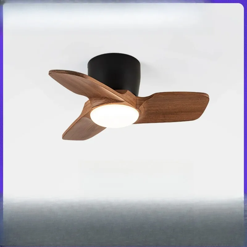 walnut color silent variable frequency ceiling fan light small space household integrated electric fan with light