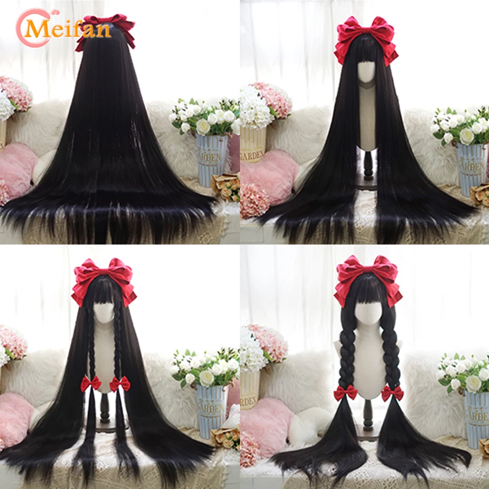 MEIFAN syntetyczna super długa kręcona peruka Lolita z grzywką 120cm blond biały różowy śliczne sztuczne włosy kobiety Halloween peruki do cosplay