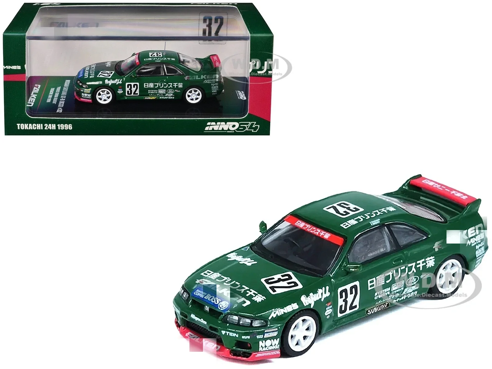 

SKYLINE GT-R R33 # 32 RHD TOKACHI 24H '96 1/64 INNO МОДЕЛИ IN64 Литая под давлением модель автомобиля, ограниченная серия