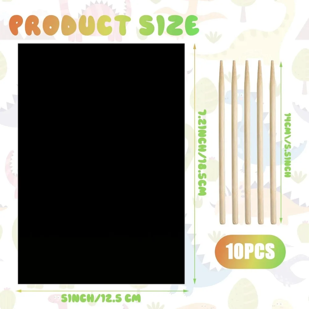Suprimentos de arte de almofada de raspador preto de 7,2 x 5 polegadas, suprimentos de presente de festa de aniversário de caneta de madeira