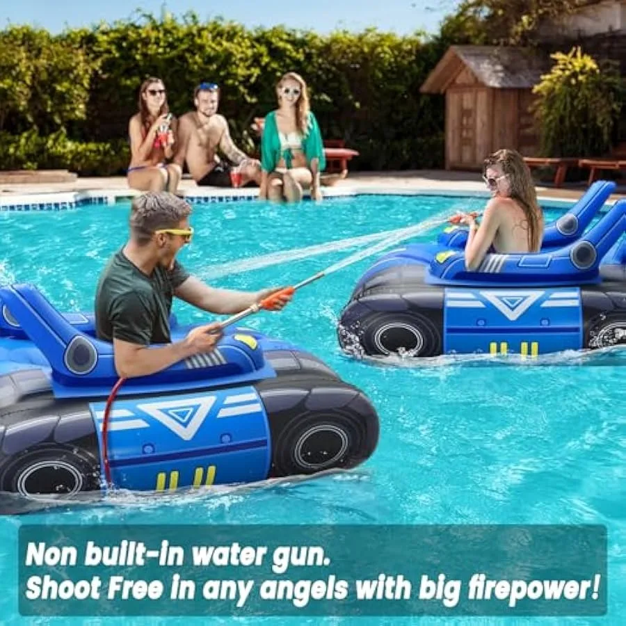 Chariot Großer aufblasbarer Tank-Poolschwimmer für Erwachsene mit Edelstahl-Wasserpistolen, Schwimmschwimmer mit Wasserkanone für Lake Beac