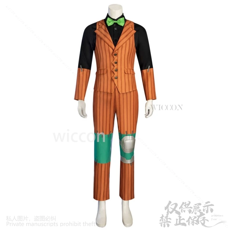 Anime Furry Mon LEGENDS Cos AZ Costume Orange Stripe Fashion Suits Vest Green Bow Tie Long White Wigs Halloween Customized New