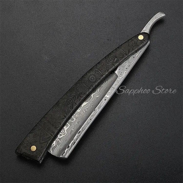 1 Stück altmodischer deutscher Klapprasierer aus Kohlenstoffstahl, scharf, gebrauchsfertig, Harzgriff, professioneller Friseurrasierer – Detail 7