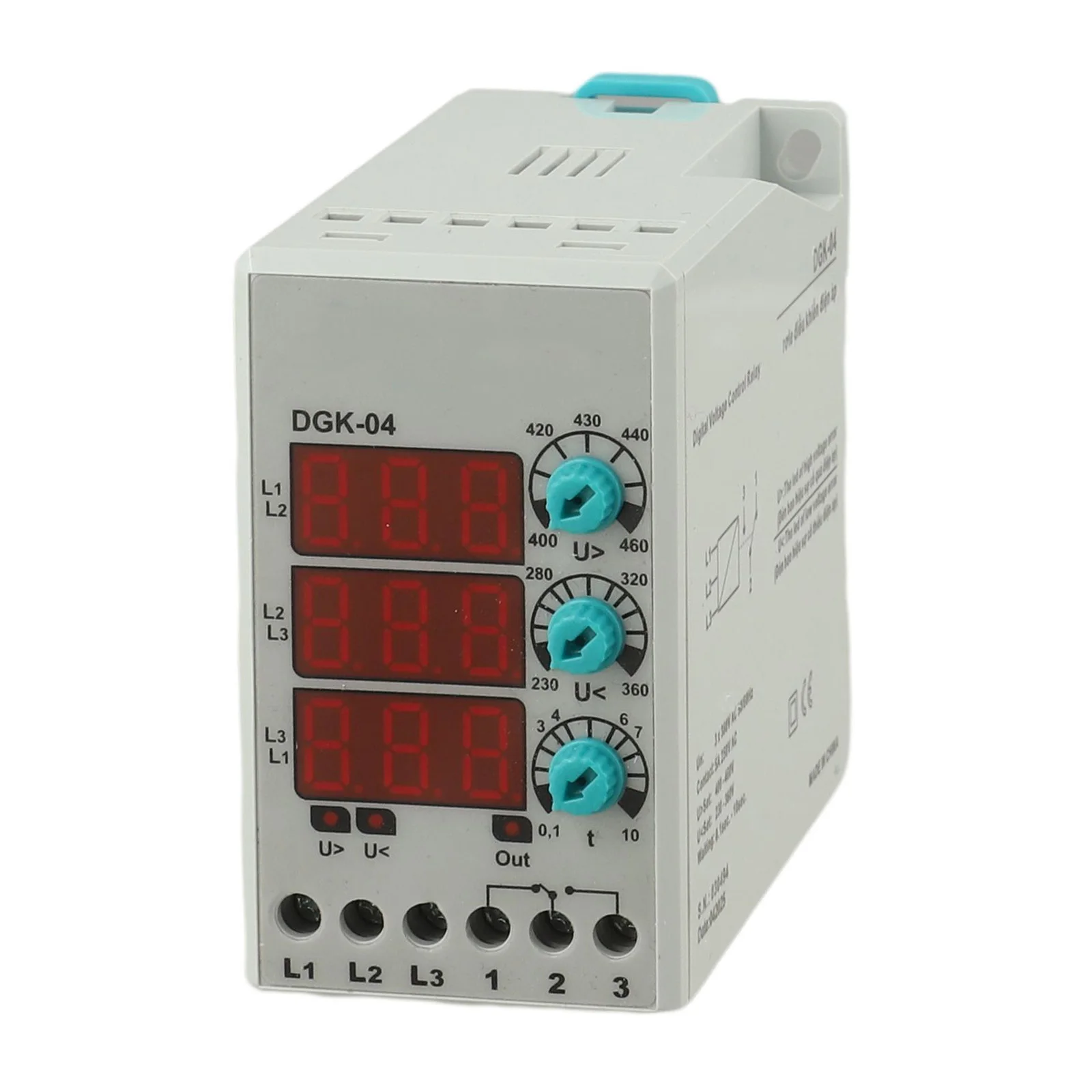 DGK04 3 Phase 380V Voltage Relay for Over and Under Voltage Protection with Fault Detection and Adjustable Voltage Settings