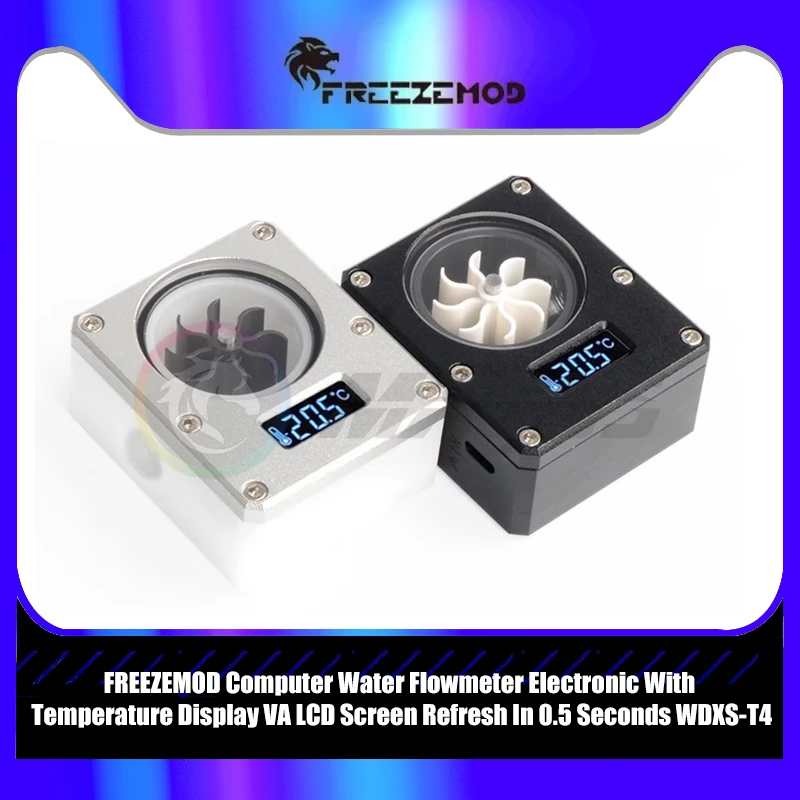 

FREEZEMOD Компьютерный расходомер воды Электронный с дисплеем температуры VA ЖК-экран Освеживает в течение 0,5 секунд WDXS-T4