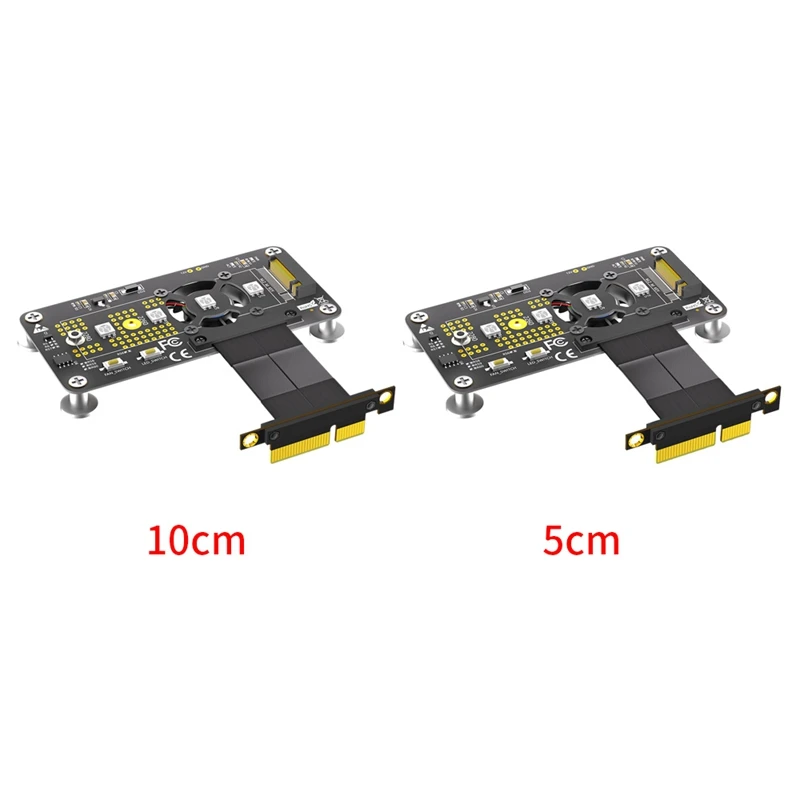 

Riser Card M.2 M-Key NVME SSD To Pcie X4 Extension Cable With Cooling Fan RGB LED Magnetic Pad For 2230-2280 NVME SSD